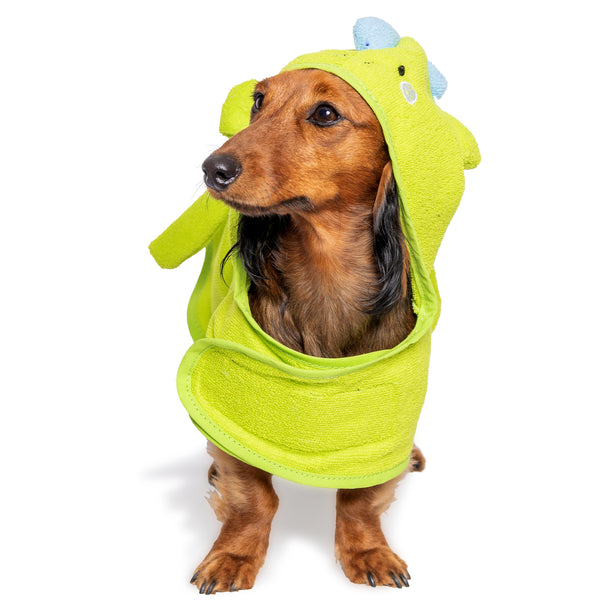 Dino Salida de Baño Tipo Bata para Perro Salchicha
